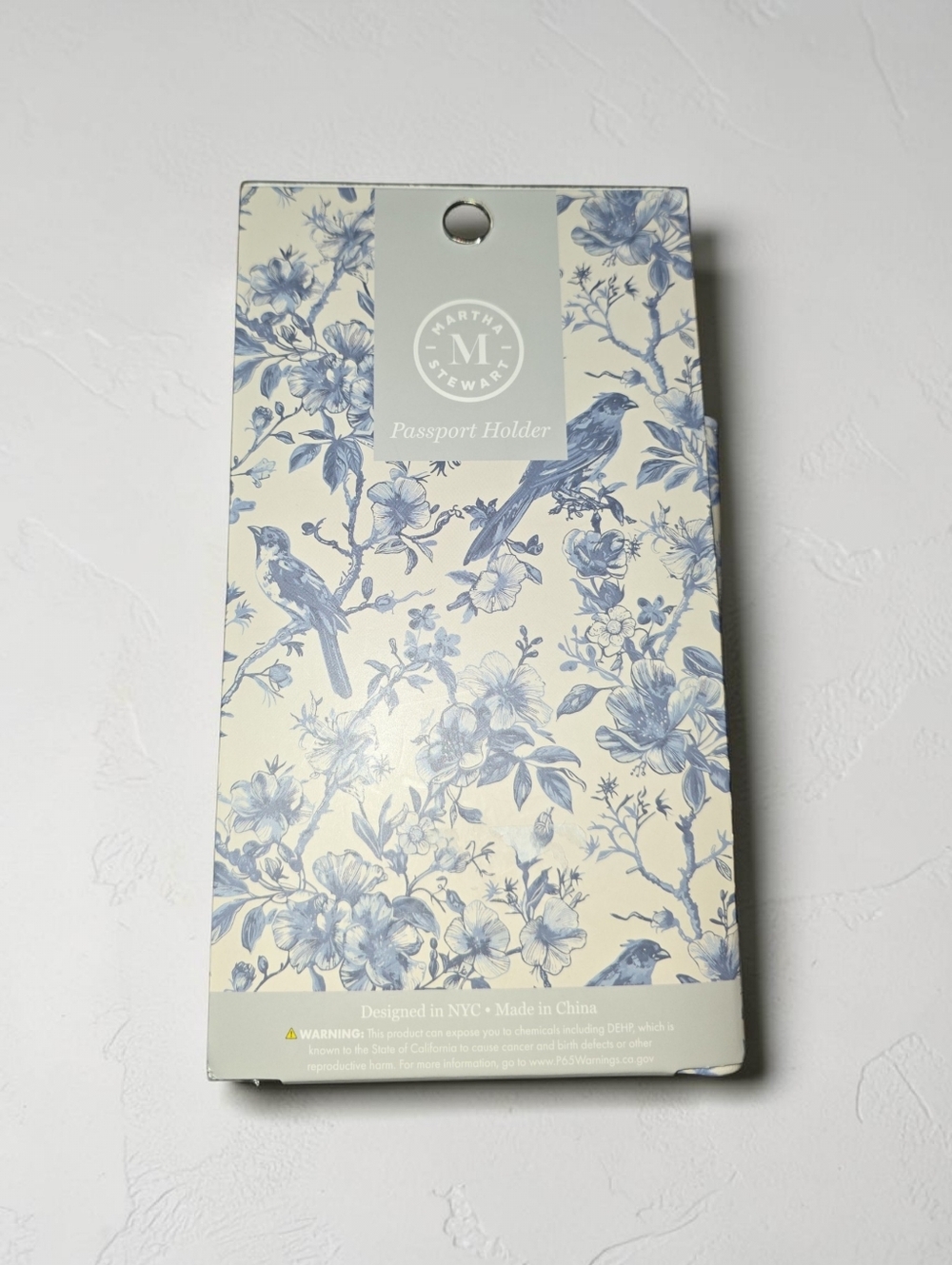 NWT Martha Stewart Blue Floral & Bird Passport Holder. - Picture 2 of 4